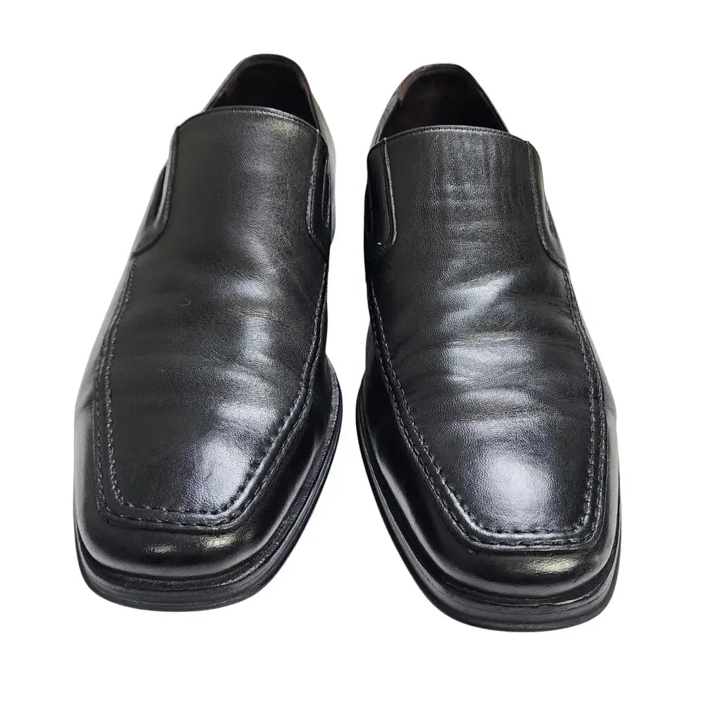 Monte Rosso Mens Lucca Nappa Leather Loafers Size 10.5 Black Leather Italy Dress